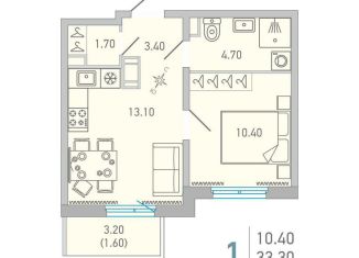 Продается 1-ком. квартира, 34.9 м2, Сертолово, улица Ларина, 9