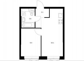 Продам 1-комнатную квартиру, 32.4 м2, Москва, квартал № 83, 56с1