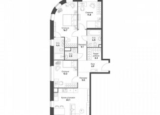 Продается 3-комнатная квартира, 93 м2, Черкесск, Октябрьская улица, 103