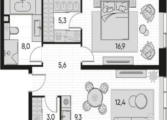 Продаю 1-комнатную квартиру, 60.5 м2, Москва, метро Дмитровская