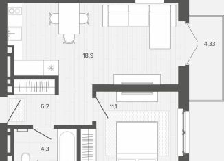 Продаю однокомнатную квартиру, 44.9 м2, Барнаул, Центральный район, Змеиногорский тракт, 35Бк2