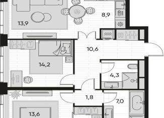 Продам 2-комнатную квартиру, 77.8 м2, Москва, метро Дмитровская