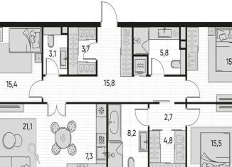 3-комнатная квартира на продажу, 119.3 м2, Москва, СВАО