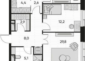 Продаю 2-комнатную квартиру, 92.5 м2, Москва, станция Савёловская