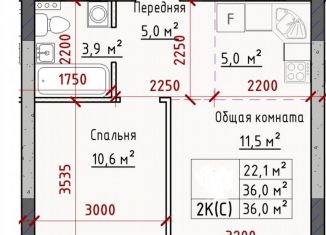 1-ком. квартира на продажу, 36 м2, Барнаул, Северный Власихинский проезд, 104, Индустриальный район