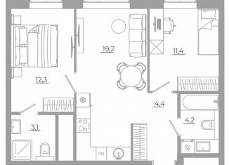 Продажа 2-ком. квартиры, 54.7 м2, Екатеринбург, метро Ботаническая