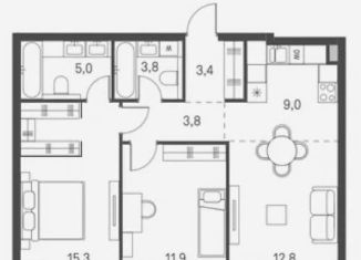 Двухкомнатная квартира на продажу, 65 м2, Москва, метро Щукинская, Щукинская улица, 8