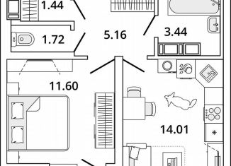 Продаю однокомнатную квартиру, 38.6 м2, Санкт-Петербург, метро Лесная, проспект Маршала Блюхера, 11к3