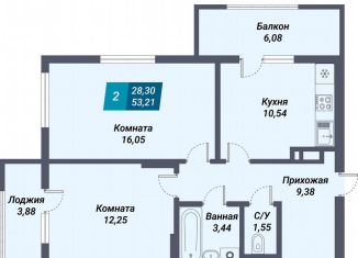 Продам двухкомнатную квартиру, 53.2 м2, Новосибирск, метро Берёзовая роща