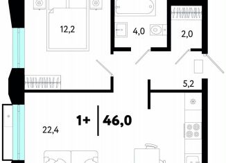 Продажа 2-комнатной квартиры, 46.1 м2, Тюмень