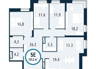 Продается 3-ком. квартира, 132.7 м2, Тюмень, улица Мельникайте, 30, ЖК Правобережный