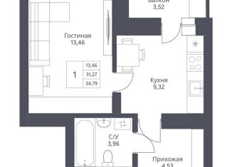 Продажа 1-ком. квартиры, 31.3 м2, Новосибирск, улица Дуси Ковальчук, 246, метро Гагаринская