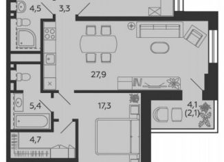 Продажа двухкомнатной квартиры, 85.2 м2, Москва, Даниловский район, набережная Марка Шагала, 11к2