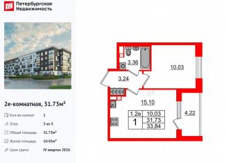 Продам однокомнатную квартиру, 31.7 м2, Санкт-Петербург, Московский район