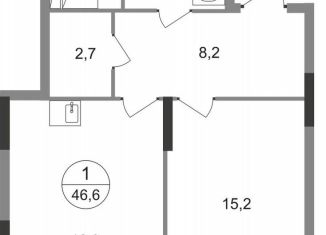 1-ком. квартира на продажу, 46.6 м2, Москва