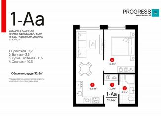 Продажа 1-комнатной квартиры, 32.6 м2, Екатеринбург