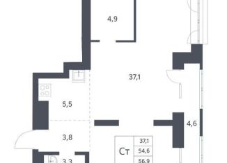 Продам квартиру студию, 56.9 м2, Новосибирск, Красный проспект, 236