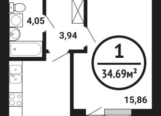 1-ком. квартира на продажу, 34.7 м2, Уфа, Кировский район