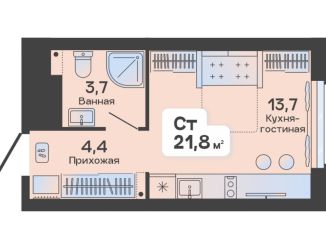 Продажа квартиры студии, 21.8 м2, Тюмень, Центральный округ, Новгородская улица, 9Б