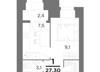 Продаю 1-ком. квартиру, 27.3 м2, Рязань