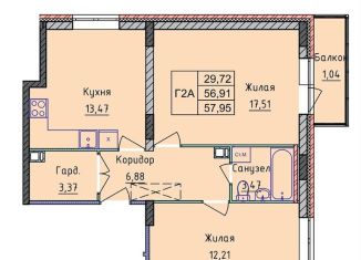 Продаю двухкомнатную квартиру, 58 м2, Ярославль, Фрунзенский район, проспект Фрунзе, 56Д