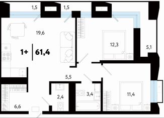 Продается двухкомнатная квартира, 61.4 м2, Тюмень