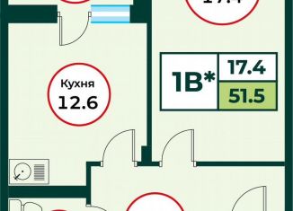 Продаю 1-ком. квартиру, 51.6 м2, Красноярский край, жилой комплекс Эко, 3