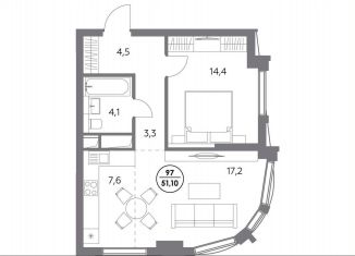 Продается 1-ком. квартира, 51.1 м2, Москва, метро Электрозаводская, улица Фридриха Энгельса, 58с3