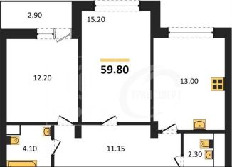 Продается двухкомнатная квартира, 59.8 м2, Воронеж, бульвар Содружества, 1