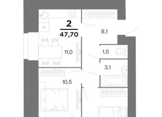 Продажа 2-ком. квартиры, 47.7 м2, Рязань