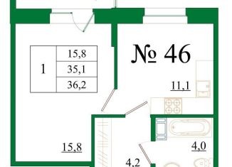 Продам 1-ком. квартиру, 36.2 м2, Гатчина, Медицинский проезд