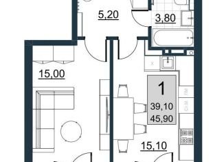 Продажа 1-комнатной квартиры, 45.9 м2, Саратов, улица имени Евгения Долгина, 8