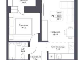 Продаю двухкомнатную квартиру, 36.3 м2, Новосибирск, улица Дуси Ковальчук, 246, метро Сибирская