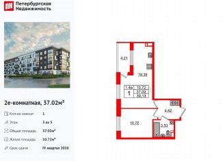 Продам 1-ком. квартиру, 37 м2, Санкт-Петербург, муниципальный округ Пулковский Меридиан