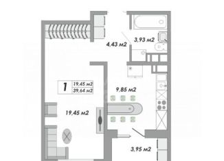 Продается 1-комнатная квартира, 39.6 м2, Оренбург, улица Гаранькина, 22