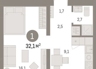 Продаю однокомнатную квартиру, 32.1 м2, Новосибирск, Заельцовский район