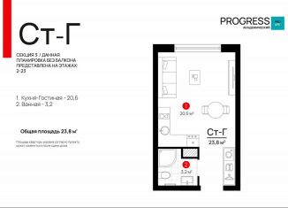 Продается квартира студия, 23.8 м2, Екатеринбург, метро Чкаловская