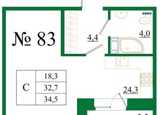 Продается квартира студия, 34.5 м2, Гатчина, Медицинский проезд