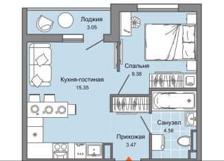 Продажа однокомнатной квартиры, 34 м2, Ульяновская область, жилой комплекс Светлые кварталы, 2