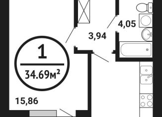 Продаю 1-комнатную квартиру, 34.7 м2, Уфа, Кировский район