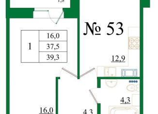 Продается 1-комнатная квартира, 39.3 м2, Гатчина, Медицинский проезд