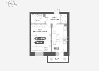 Продается 1-комнатная квартира, 43.2 м2, Красноярск, улица Академгородок, 78, Октябрьский район