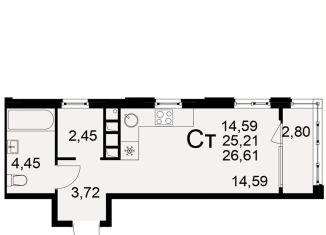 Продается квартира студия, 28 м2, Рязанская область