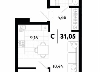 Продам квартиру студию, 31.4 м2, Тюмень, Ленинский округ