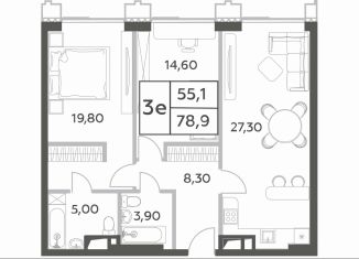 Продается 2-ком. квартира, 78.9 м2, Москва, метро Ломоносовский проспект, проспект Генерала Дорохова, вл1к1