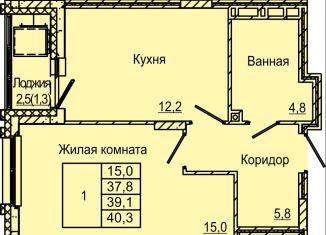 1-ком. квартира на продажу, 40.3 м2, Пермь, Индустриальный район, улица Красных Командиров, 6