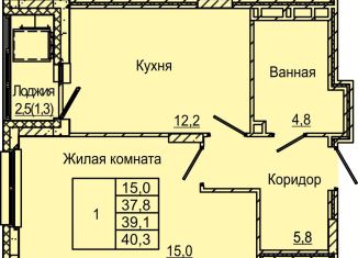 Продажа 1-комнатной квартиры, 40.3 м2, Пермь, Индустриальный район, улица Красных Командиров, 6