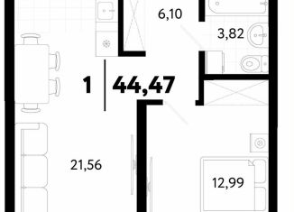 Продам однокомнатную квартиру, 46.6 м2, Тюмень, Ленинский округ