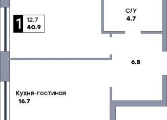 Однокомнатная квартира на продажу, 40.9 м2, Самара