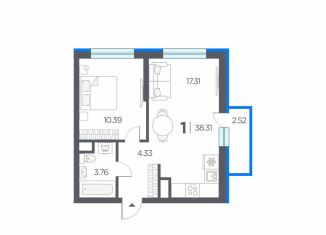 Продается 1-комнатная квартира, 38.3 м2, село Дядьково, ЖК Шереметьевский Квартал